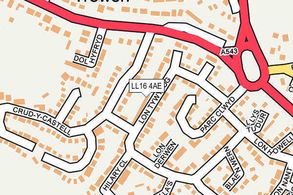 LL16 4AE map - OS OpenMap – Local (Ordnance Survey)