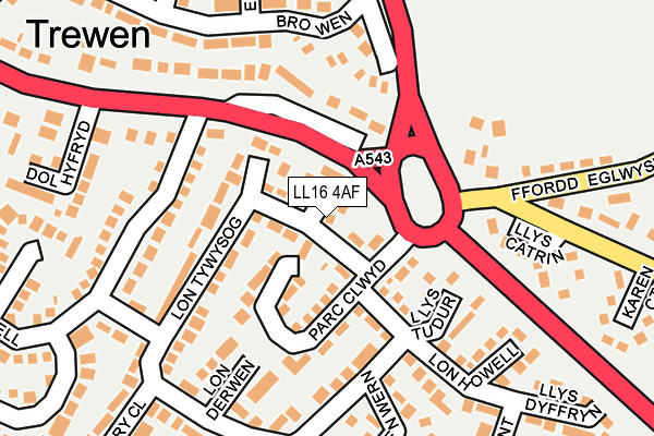 LL16 4AF map - OS OpenMap – Local (Ordnance Survey)