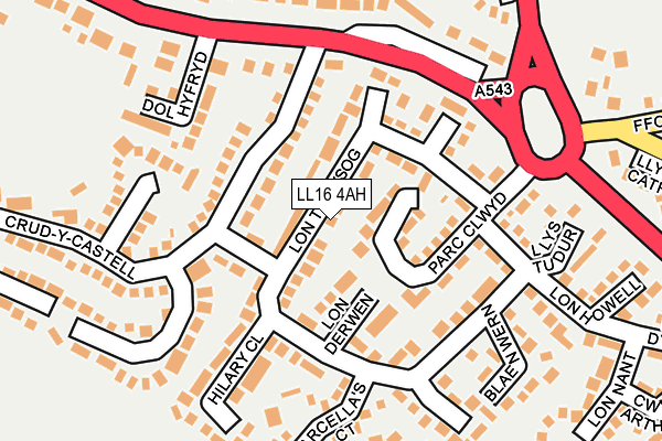 LL16 4AH map - OS OpenMap – Local (Ordnance Survey)