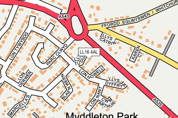 LL16 4AL map - OS OpenMap – Local (Ordnance Survey)