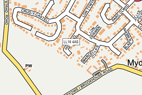 LL16 4AS map - OS OpenMap – Local (Ordnance Survey)