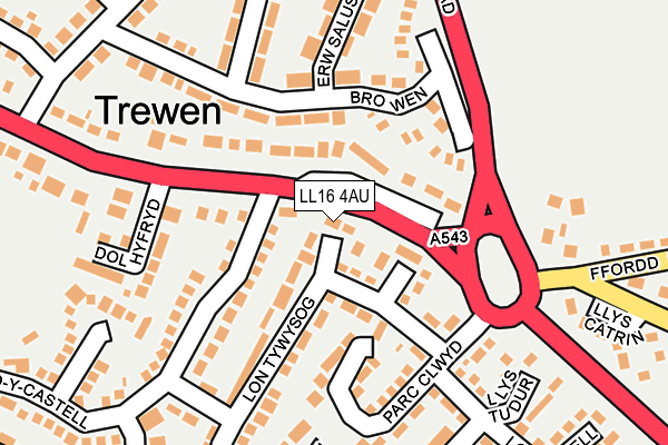 LL16 4AU map - OS OpenMap – Local (Ordnance Survey)