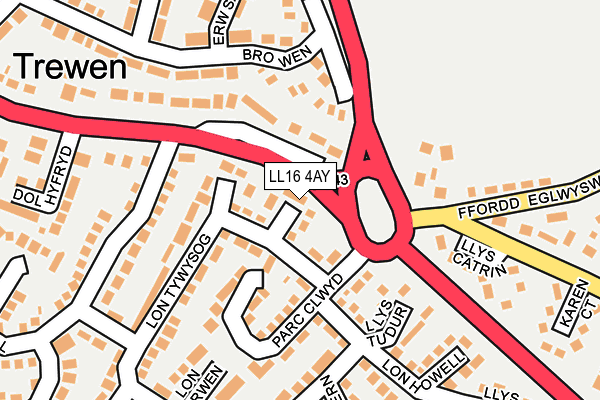 LL16 4AY map - OS OpenMap – Local (Ordnance Survey)