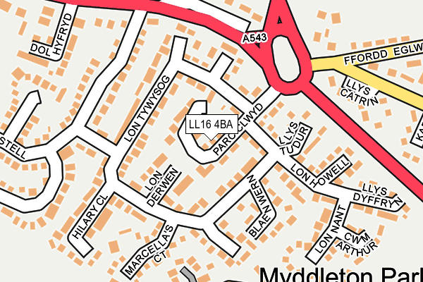 LL16 4BA map - OS OpenMap – Local (Ordnance Survey)