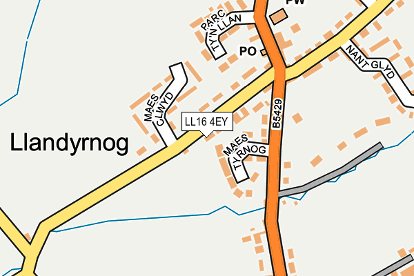 LL16 4EY map - OS OpenMap – Local (Ordnance Survey)