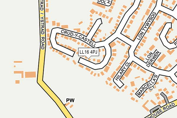 LL16 4PJ map - OS OpenMap – Local (Ordnance Survey)