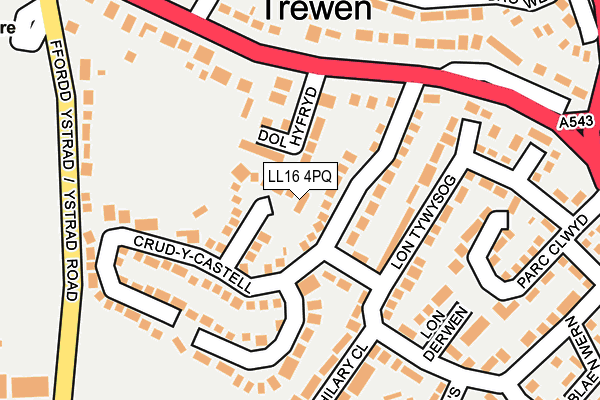 LL16 4PQ map - OS OpenMap – Local (Ordnance Survey)