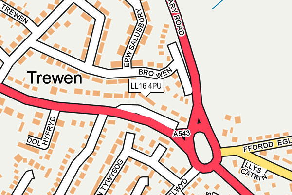 LL16 4PU map - OS OpenMap – Local (Ordnance Survey)