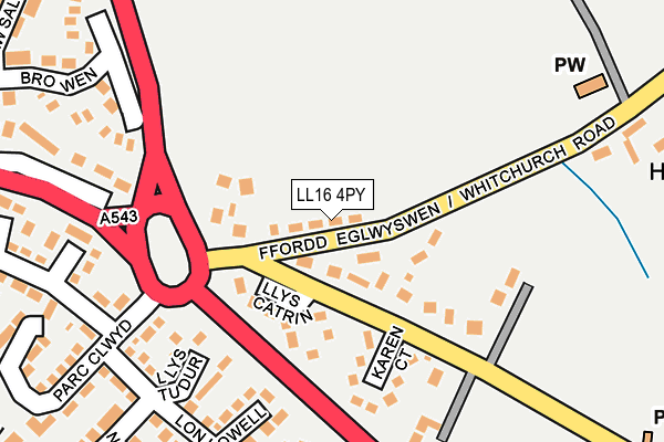 LL16 4PY map - OS OpenMap – Local (Ordnance Survey)