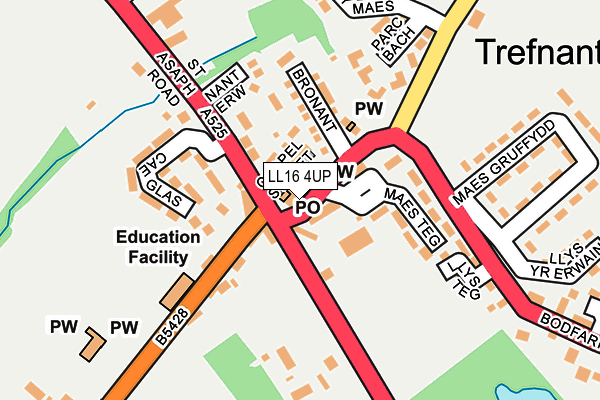 LL16 4UP map - OS OpenMap – Local (Ordnance Survey)