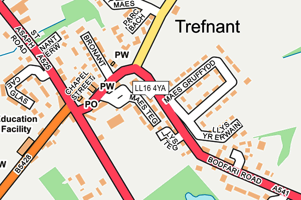 LL16 4YA map - OS OpenMap – Local (Ordnance Survey)