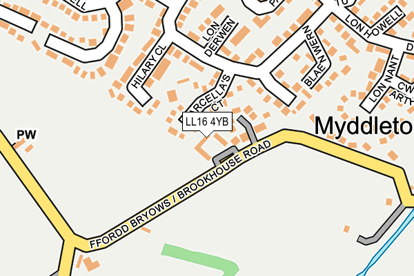 LL16 4YB map - OS OpenMap – Local (Ordnance Survey)