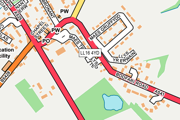 LL16 4YD map - OS OpenMap – Local (Ordnance Survey)