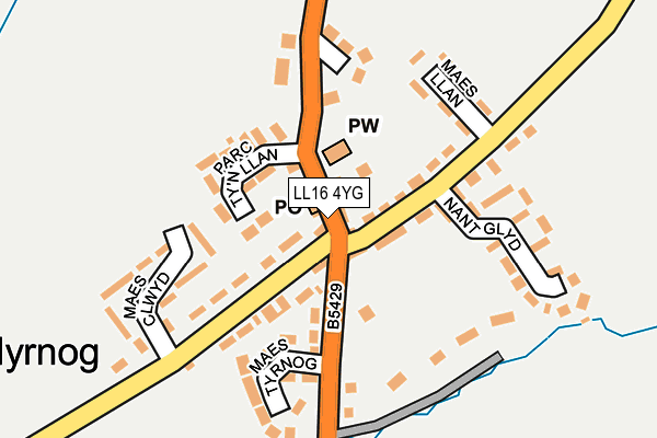 LL16 4YG map - OS OpenMap – Local (Ordnance Survey)