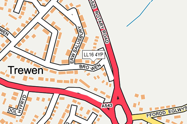 LL16 4YP map - OS OpenMap – Local (Ordnance Survey)