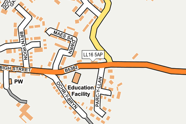 LL16 5AP map - OS OpenMap – Local (Ordnance Survey)