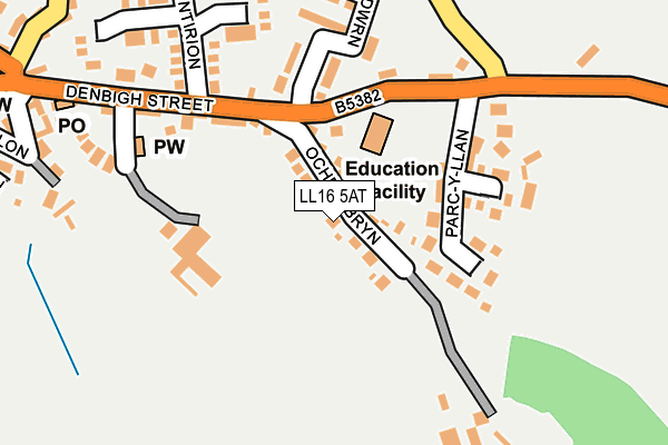 LL16 5AT map - OS OpenMap – Local (Ordnance Survey)