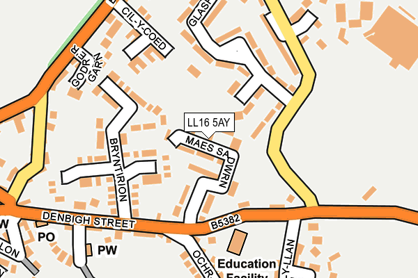 LL16 5AY map - OS OpenMap – Local (Ordnance Survey)