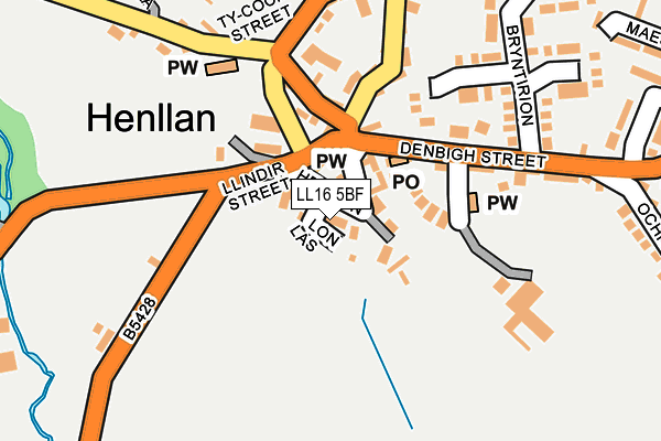 LL16 5BF map - OS OpenMap – Local (Ordnance Survey)