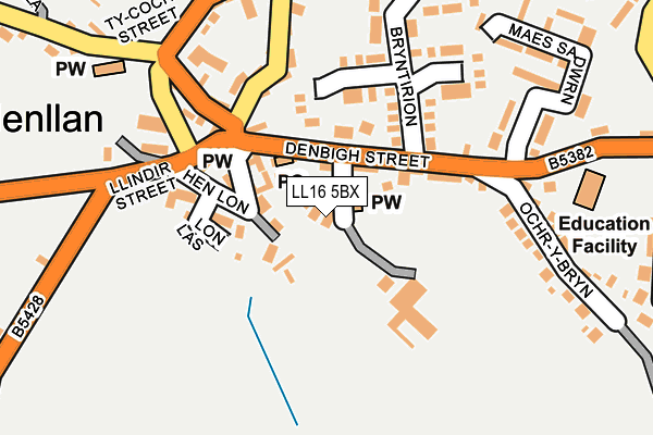 LL16 5BX map - OS OpenMap – Local (Ordnance Survey)