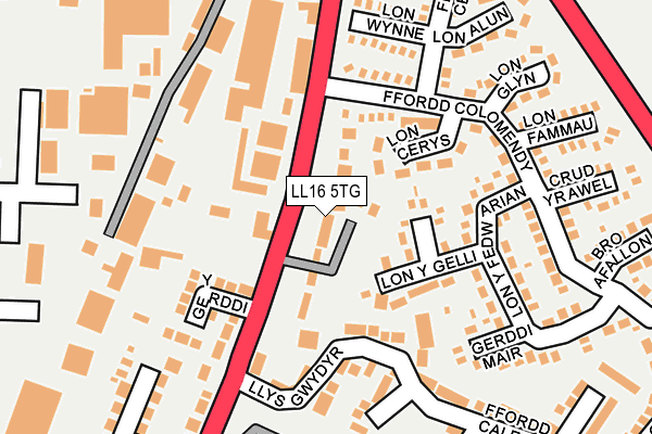 LL16 5TG map - OS OpenMap – Local (Ordnance Survey)