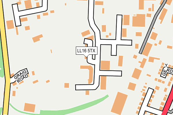 LL16 5TX map - OS OpenMap – Local (Ordnance Survey)