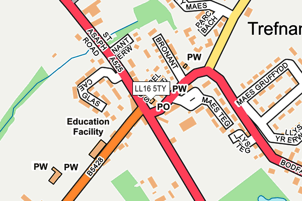 LL16 5TY map - OS OpenMap – Local (Ordnance Survey)