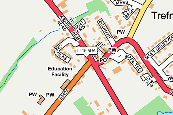 LL16 5UA map - OS OpenMap – Local (Ordnance Survey)