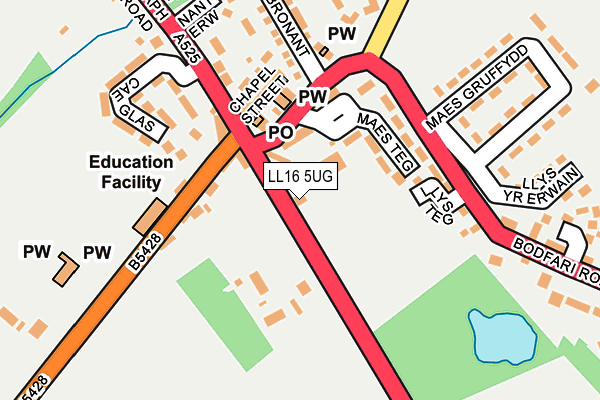 LL16 5UG map - OS OpenMap – Local (Ordnance Survey)