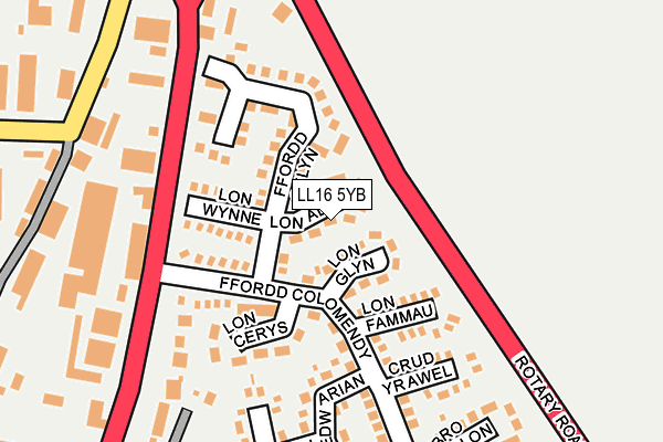LL16 5YB map - OS OpenMap – Local (Ordnance Survey)