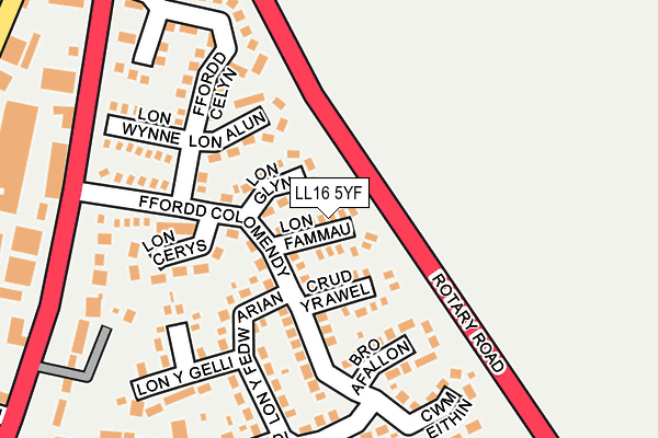 LL16 5YF map - OS OpenMap – Local (Ordnance Survey)