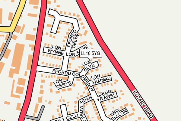LL16 5YG map - OS OpenMap – Local (Ordnance Survey)