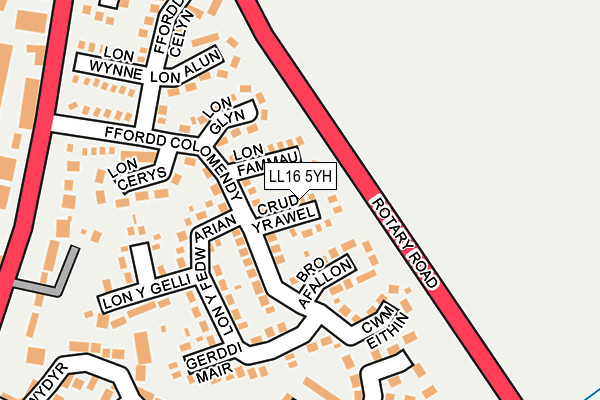 LL16 5YH map - OS OpenMap – Local (Ordnance Survey)