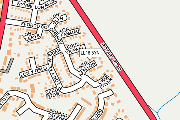 LL16 5YN map - OS OpenMap – Local (Ordnance Survey)