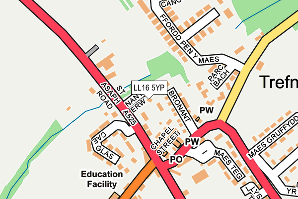 LL16 5YP map - OS OpenMap – Local (Ordnance Survey)