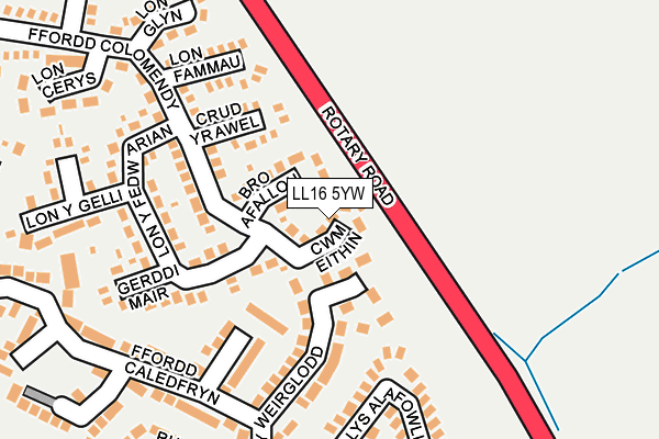 LL16 5YW map - OS OpenMap – Local (Ordnance Survey)