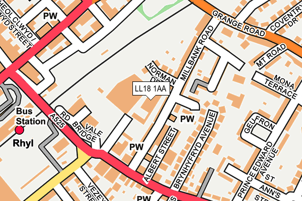 LL18 1AA map - OS OpenMap – Local (Ordnance Survey)