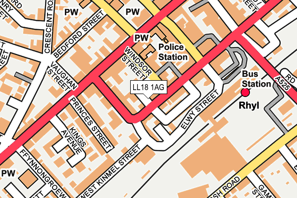 LL18 1AG map - OS OpenMap – Local (Ordnance Survey)