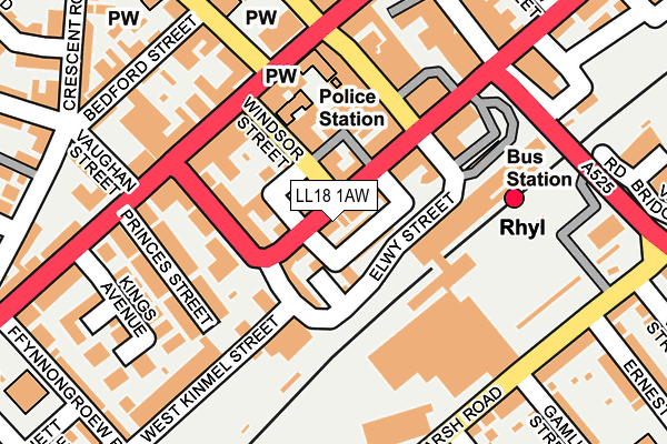 LL18 1AW map - OS OpenMap – Local (Ordnance Survey)