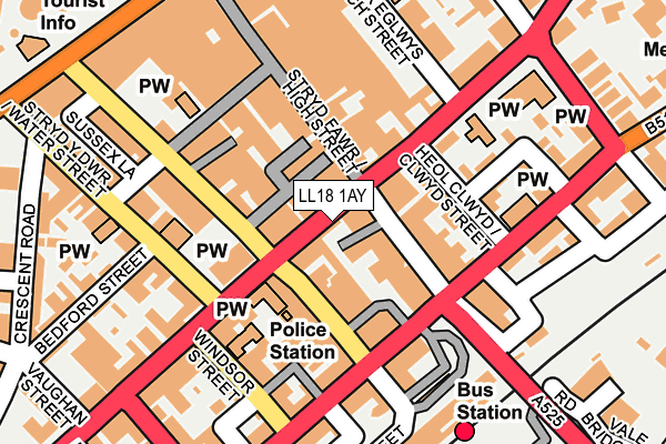 LL18 1AY map - OS OpenMap – Local (Ordnance Survey)