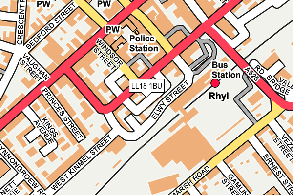 LL18 1BU map - OS OpenMap – Local (Ordnance Survey)
