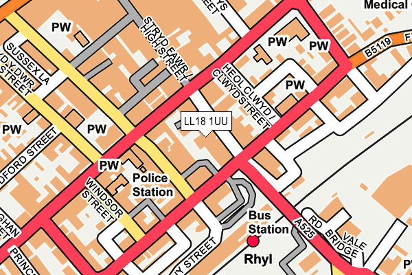 LL18 1UU map - OS OpenMap – Local (Ordnance Survey)