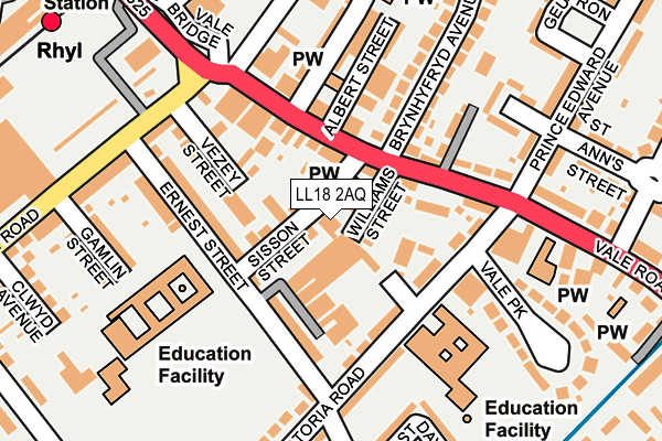 LL18 2AQ map - OS OpenMap – Local (Ordnance Survey)