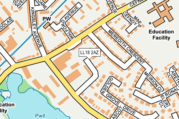 LL18 2AZ map - OS OpenMap – Local (Ordnance Survey)