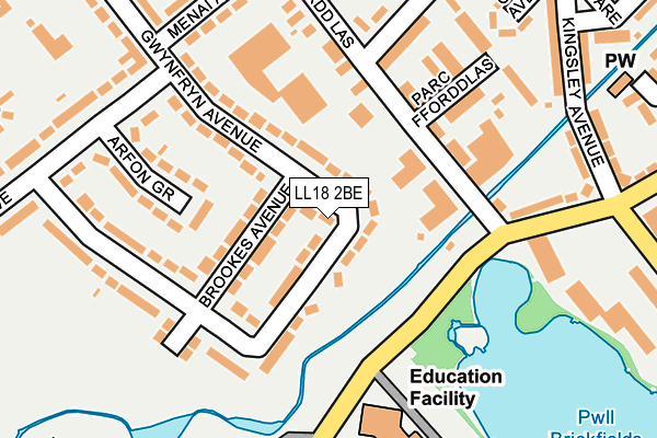 LL18 2BE map - OS OpenMap – Local (Ordnance Survey)