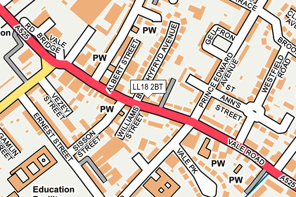 LL18 2BT map - OS OpenMap – Local (Ordnance Survey)