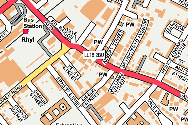 LL18 2BU map - OS OpenMap – Local (Ordnance Survey)