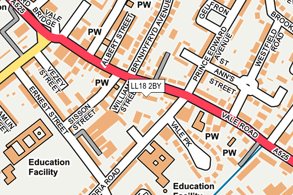 LL18 2BY map - OS OpenMap – Local (Ordnance Survey)