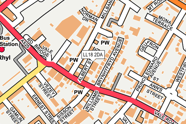 LL18 2DA map - OS OpenMap – Local (Ordnance Survey)