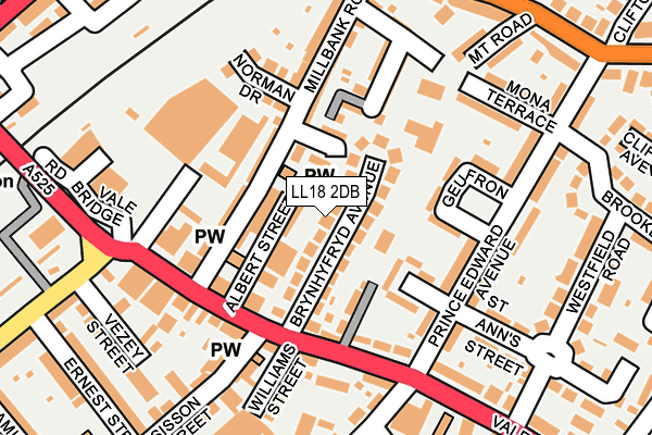 LL18 2DB map - OS OpenMap – Local (Ordnance Survey)